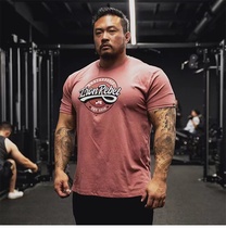 IR new potential male short sleeve fitness relaxation training Sweat Elastic Casual Big Code Force Lifting Short Sleeves