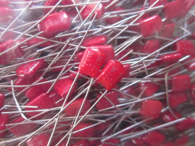 Panasonic trifid polyethylene propylene capacitor 0.00036uf100v 0.36nf100v 361 100v p=5mm