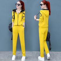 Casual sports suit womens spring and autumn new 2021 Korean version of the fashion hooded sweater womens loose sportswear two-piece set