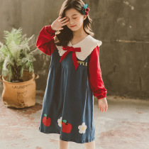 Girls nightdress long sleeve childrens Princess 2021 New Palace style spring and autumn foreign style pajamas home clothes can be worn outside