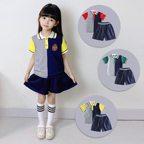 School uniform set primary school students summer dress British style summer suit kindergarten uniform graduation uniform class uniform Sports