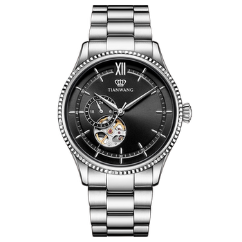 Tianwang Watch Skeleton Automatic Mechanical Watch 51232 Business Steel Strap Large Dial Men's Watch as a New Year Gift for Boyfriend