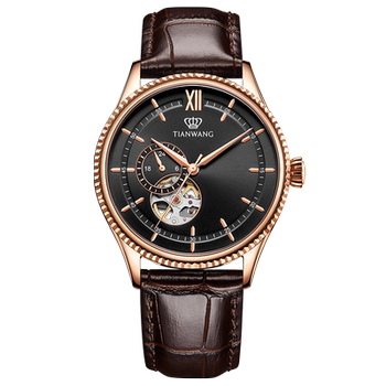 Tianwang Watch Fashion Skeleton Men's Mechanical Watch 51154 Retro Genuine Leather Business Men's Watch Gift for Boyfriend