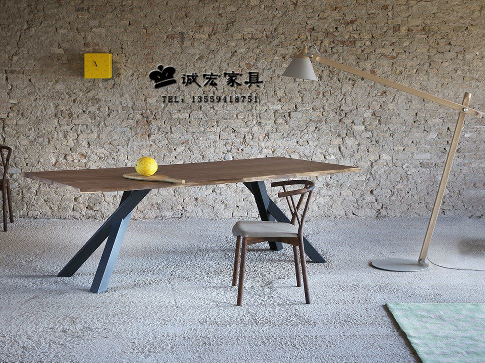 Nordic Solid Wood Desk Retro Table Qiadan Table Master Design Computer Desk Dining Table Log Conference Table