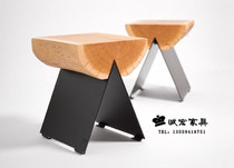 Retro old solid wood wrought iron cafe bar chair bar stool bar high chair personality wooden stool 1 2 stool wooden pier