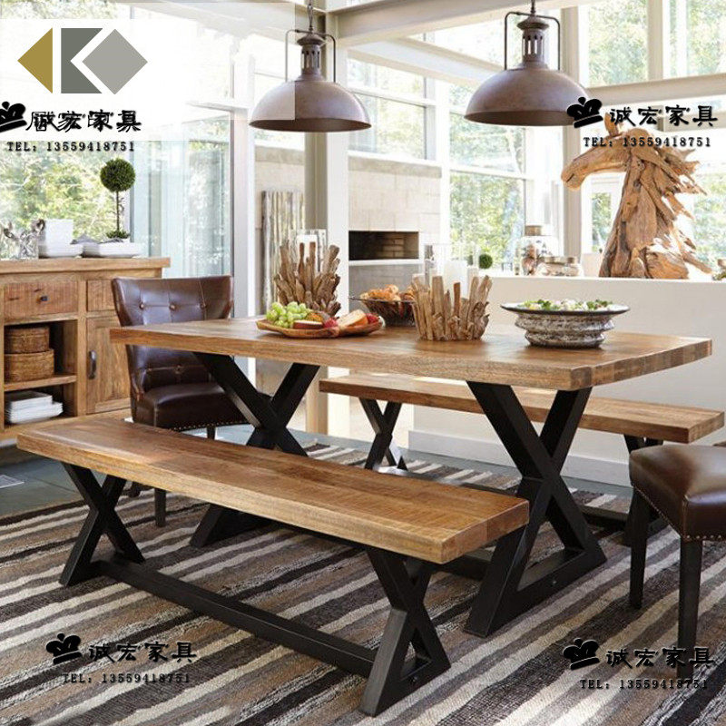 Nordic household dining table and chair combination simple small apartment solid wood furniture table dining room rectangular coffee table negotiation