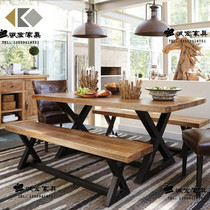 Nordic household dining table and chair combination simple small apartment solid wood furniture table restaurant rectangular coffee table negotiation