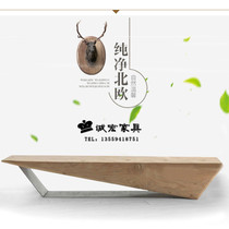 Loft log living room decorative stool change shoe stool simple creative art wooden pier long bench solid wood wrought iron TV cabinet