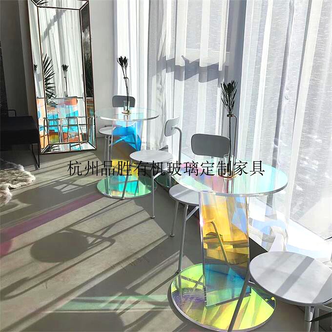 Organic Glass Roundtable Briefing Net Red coffee table Acrylic Round Table of Colorful Tabletop Bar Round Table