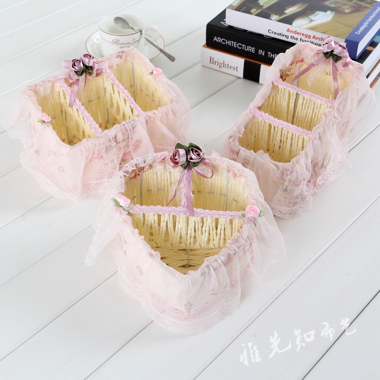 New Products Creative On-board Paper Towels Box Home Brief Lace Toilet Paper Box Fields Garden Cloth Art Paper Towel Silo Containing Basket