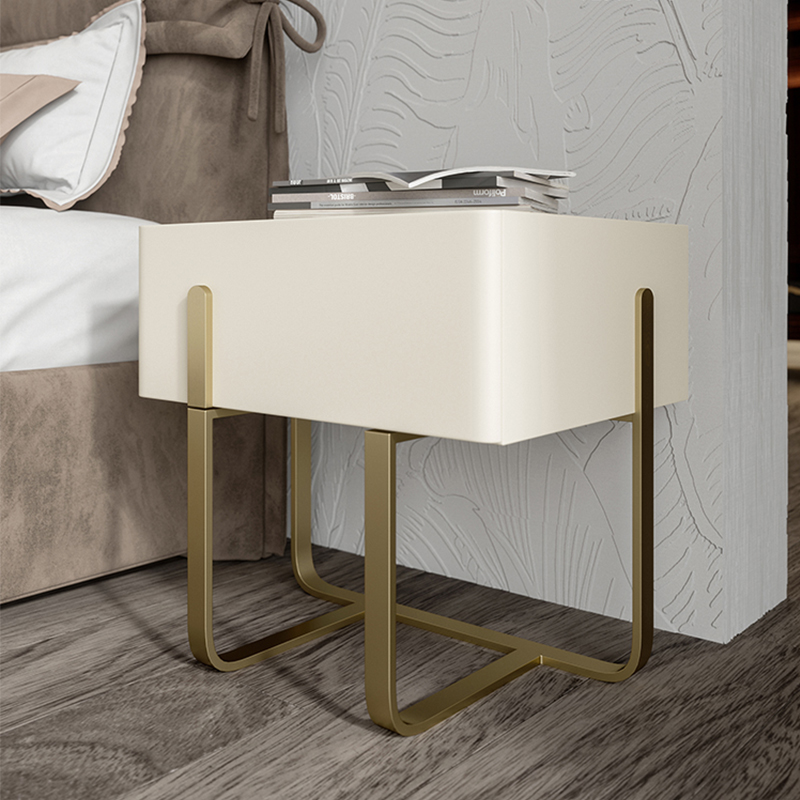 Light luxury small stainless steel bedside table modern minimalist style side cabinet bedside cabinet minimalist storage cabinet free of installation
