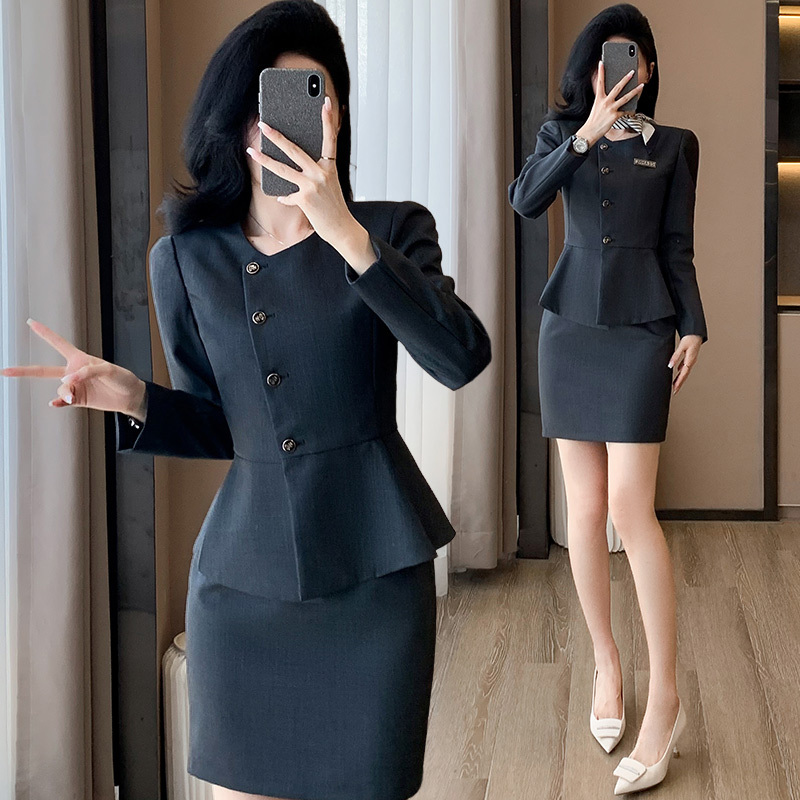 Flight Attendant Uniform Professional Suit Women's Spring and Autumn 2026 New Style Hotel Front Desk Workwear Jewelry Store Work Uniform