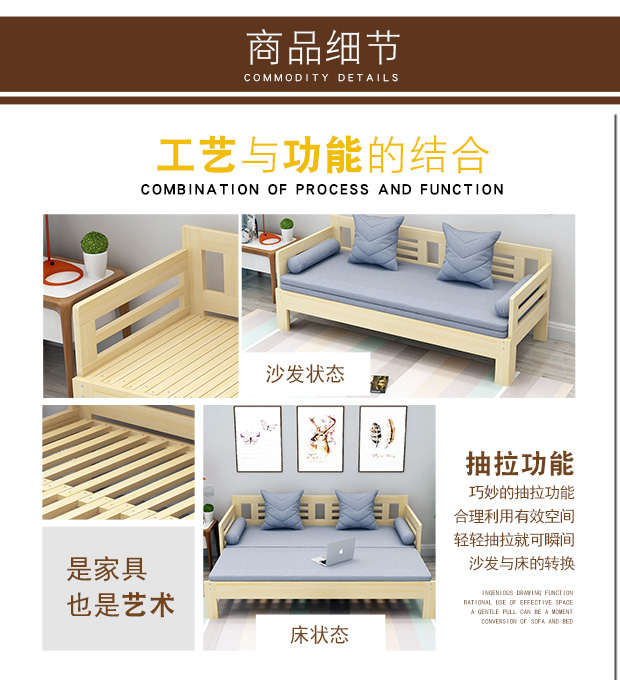 có thể gập lại giường sofa căn hộ nhỏ phòng khách hiện đại nhỏ gọn đa chức năng với đi văng đôi, giường kéo ra tiết kiệm không gian - Ghế sô pha đi văng