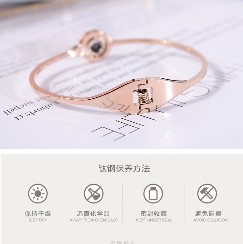 Rung mạng đỏ với vòng tay nữ 100 ngôn ngữ Tôi yêu bạn vòng đeo tay bằng titan mạ vàng trang sức tặng vàng vòng tay