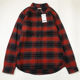 Plaid coat color matching vintage Japanese retro loose long-sleeved unisex workwear versatile shirt 2536