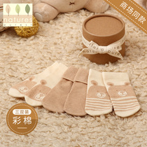 British natures purest newborn baby baby color cotton socks comfortable and breathable spring and autumn three pairs