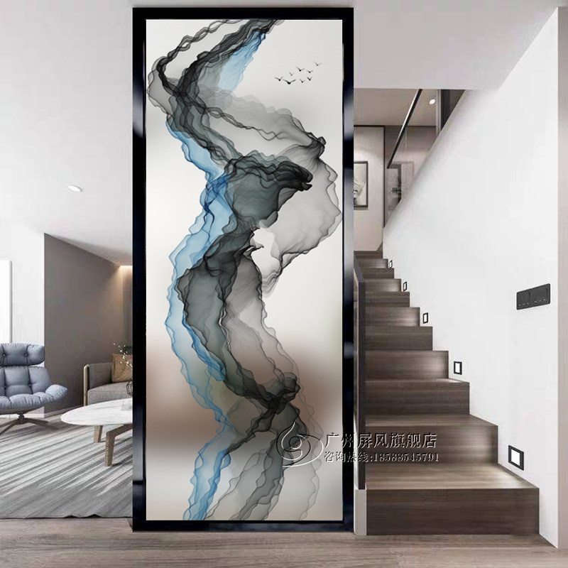 Modern Art Glass Screen Partition Wall Living Room Decoration Aisle Starter Genguan Steel Frosted Customisation-Taobao