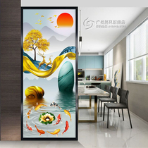 Modern minimalist art glass screen partitions the living room entry entrance to block the light luxury creative nine-fish decorative painting