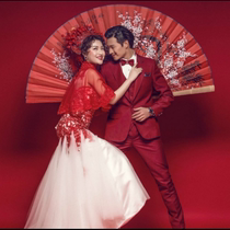 Photography props creative retro big fan photo studio wedding dress photo antique Chinese fan photo props