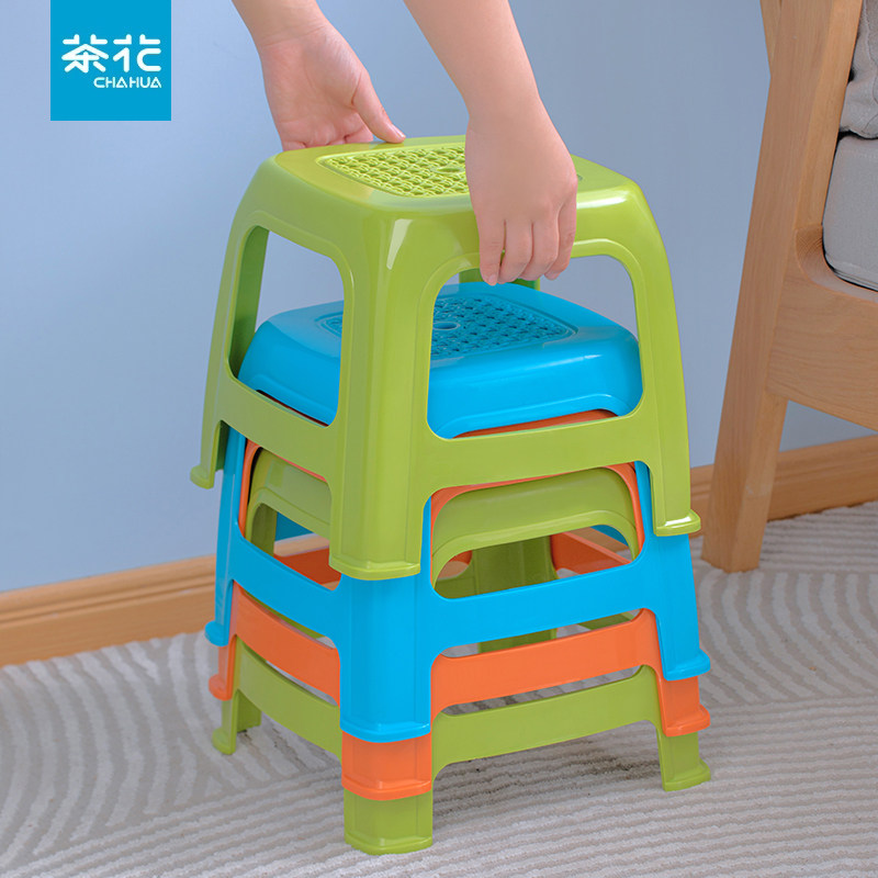 Camellia plastic low stool home adult fashion square shoe changing stool cute lazy bedroom children's dining table pouf
