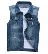 Áo vest nam denim mùa thu vest denim quần áo mùa xuân và mùa hè Quần áo áo hàn quốc nam không tay vest vest