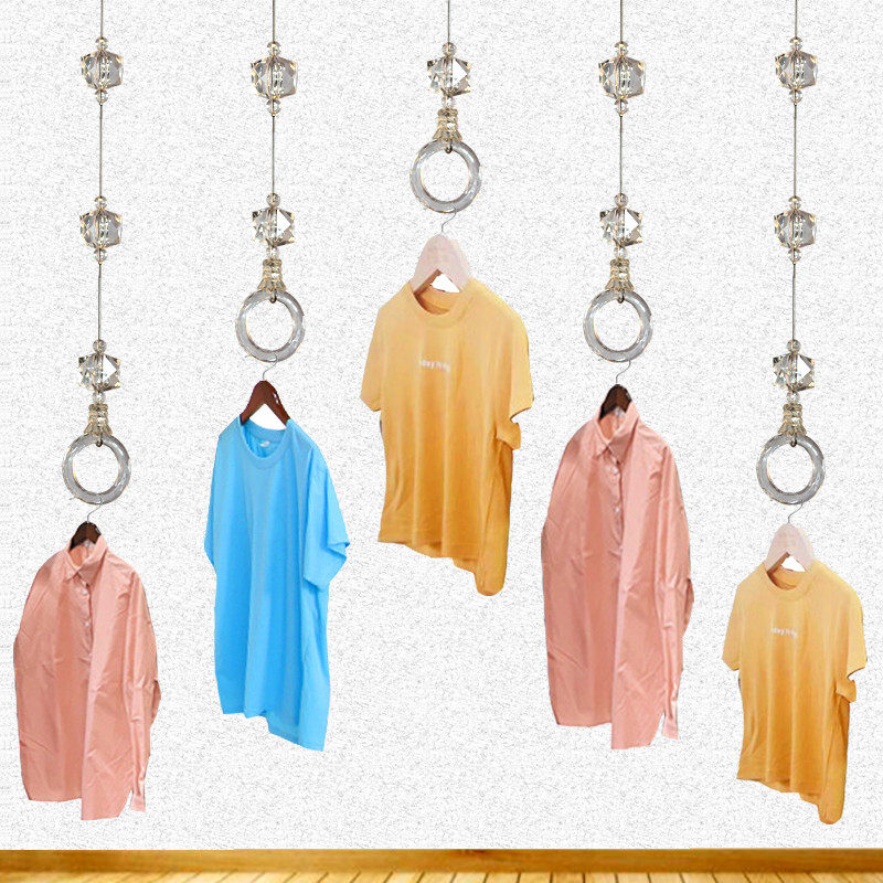 Clothing store hanging ring hanger crystal bead chain hanging display stand is hanging on the wall hanger ceiling hanging clothes hook