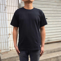 Summer short-sleeved crew neck shirt Lycra cotton t-shirt Black training shirt Physical fitness clothes Mens and womens short-sleeved undershirt training clothes