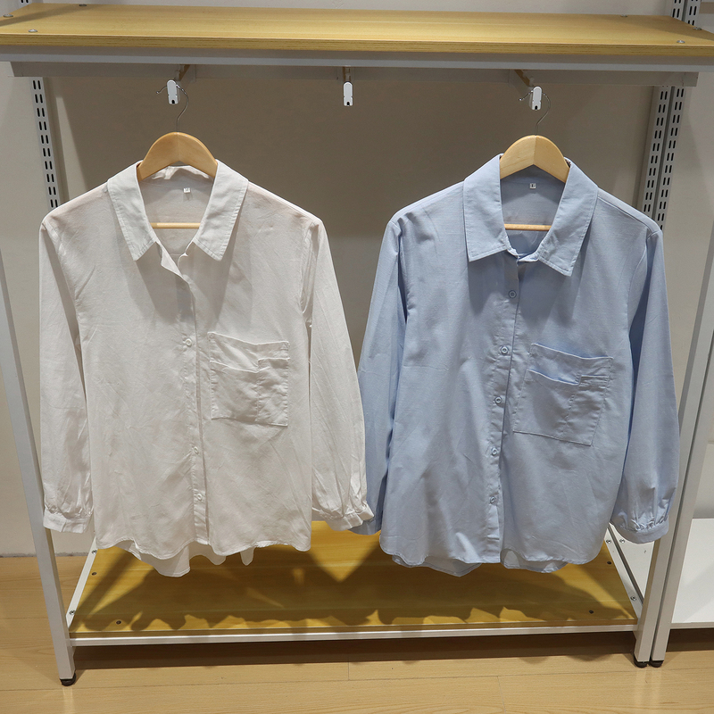 F5968 Export European and American Style Mid-Length Cotton and Linen Shirt for Women, Long-Sleeved Loose-Fitting Collared Shirt, Versatile and Casual Top F5968 Export European and American Style Mid-Length Cotton and Linen Shirt for Women, Long-Sleeved Loose-Fitting Collared Shirt, Versatile and Casual Top