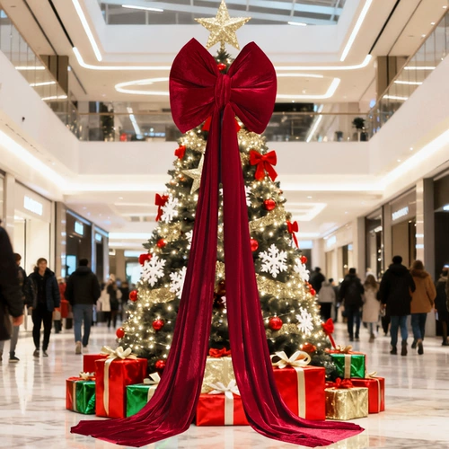 Красный большой длинный декор с бантиком