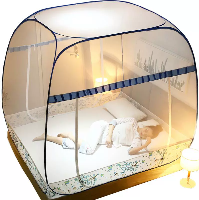 Cửa lưới chống muỗi Yurt lắp đặt miễn phí Khung giường 1,8m gấp hộ gia đình 1,5 mét ba cửa mã hóa 2 mét 1,2 mẫu tài khoản - Lưới chống muỗi