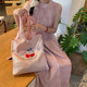 HURIDOM Little Cherry Original Shoulder Bag Women's 2024 New Embroidered Glossy Pink Canvas Bag Women's Large Capacity