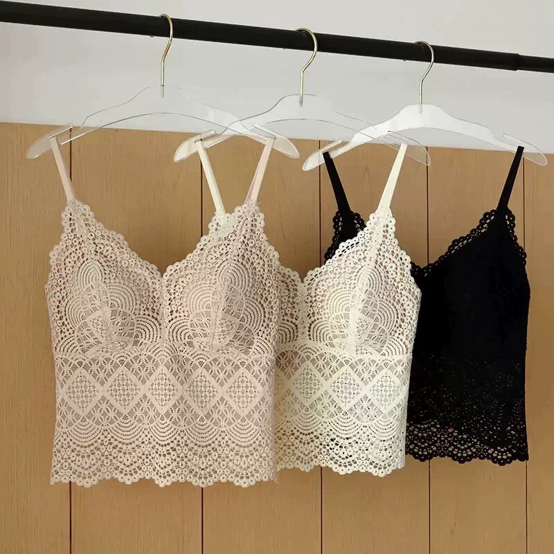 Floating Light and Shadow Three-Dimensional Relief Soft Lace Beautiful Back Lingerie Women's Long Camisole French-Style Vest with Chest Pads 396 Floating Light and Shadow Three-Dimensional Relief Soft Lace Beautiful Back Lingerie Women's Long Camisole French-Style Vest with Chest Pads 396
