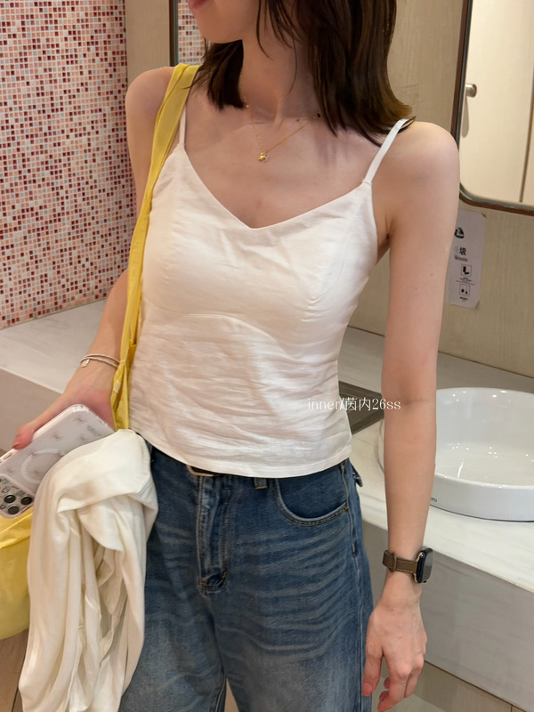 Linen Backless Camisole, Breathable, No Need for Underwear, Summer Relaxed Feel, Inner Wear with Beautiful Back Design (Contains 15% Linen) 2623