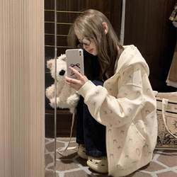 Girls 2025 New Jacket Bow Print Spring Autumn Winter Girls Big Children Autumn Late Autumn Casual Good-Looking Clothes