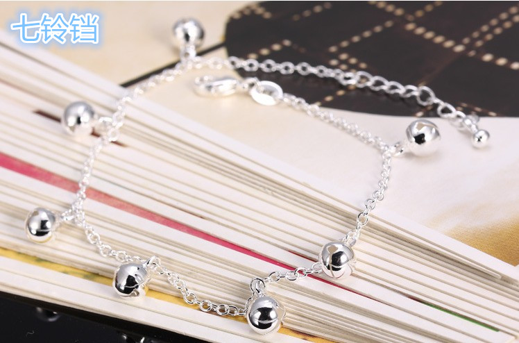 Nhật Bản và Hàn Quốc 925 sterling bạc pha lê vòng chân nữ phiên bản Hàn Quốc của sinh viên đơn giản Sen Sở bạn gái tươi cá tính hoang dã lắc chân nữ titan