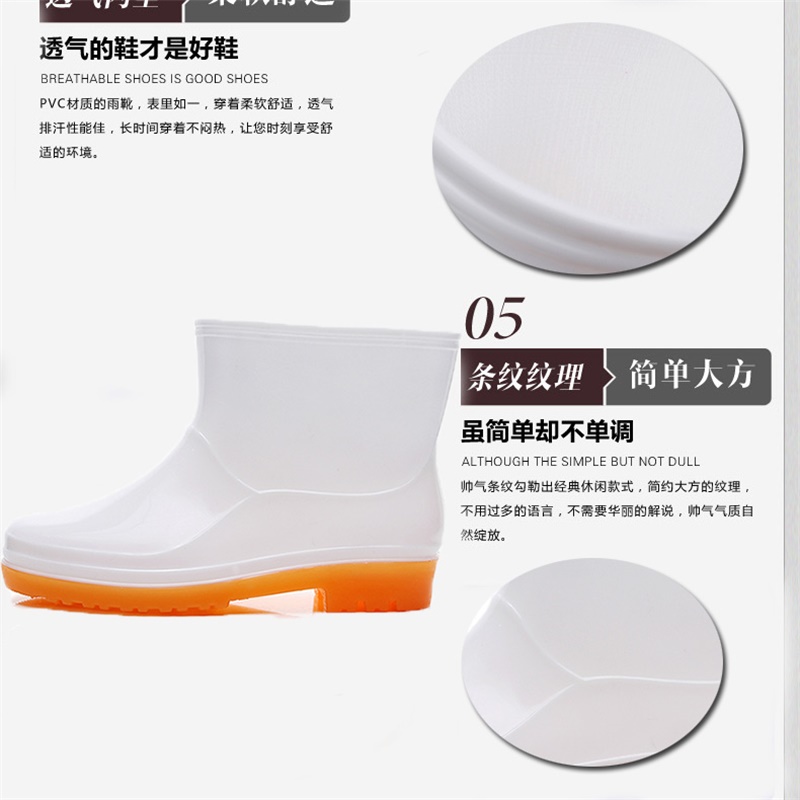 Nhà máy thực phẩm giày đi mưa trắng nam và nữ ống ngắn đi mưa chống trượt giày chống thấm nước mùa đông cộng với nhung xưởng làm việc giày cao su ủng đi mưa