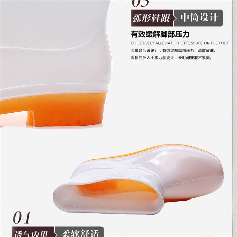 Nhà máy thực phẩm giày đi mưa trắng nam và nữ ống ngắn đi mưa chống trượt giày chống thấm nước mùa đông cộng với nhung xưởng làm việc giày cao su ủng đi mưa