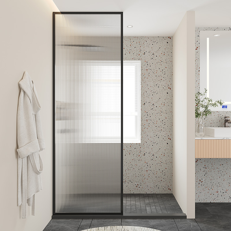 Extremely narrow shower room bathroom semi-partition glass door toilet bathroom partition white bath screen dry and wet separation partition