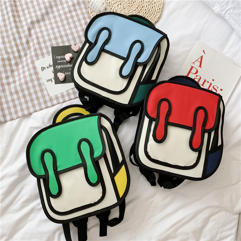 New children's two-dimensional schoolbag kindergarten boys and girls backpacks middle-aged children's schoolbags for school