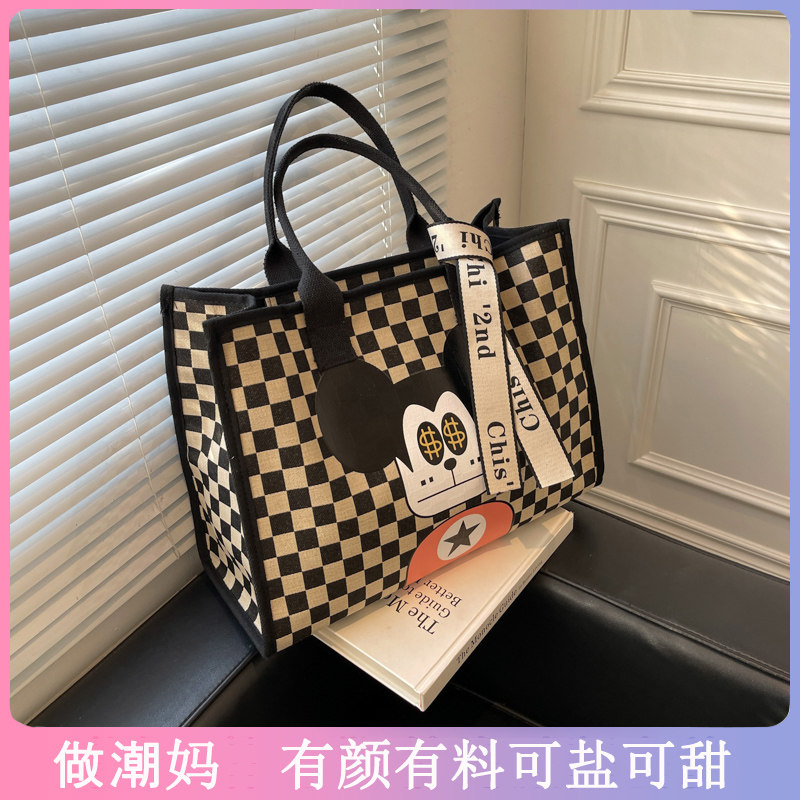 Chessboard Lattice Special Bag 2022 New Fashion Nets Red Canvas Hand Mother & Baby Bag Single Shoulder Large Capacity Mommy Bag