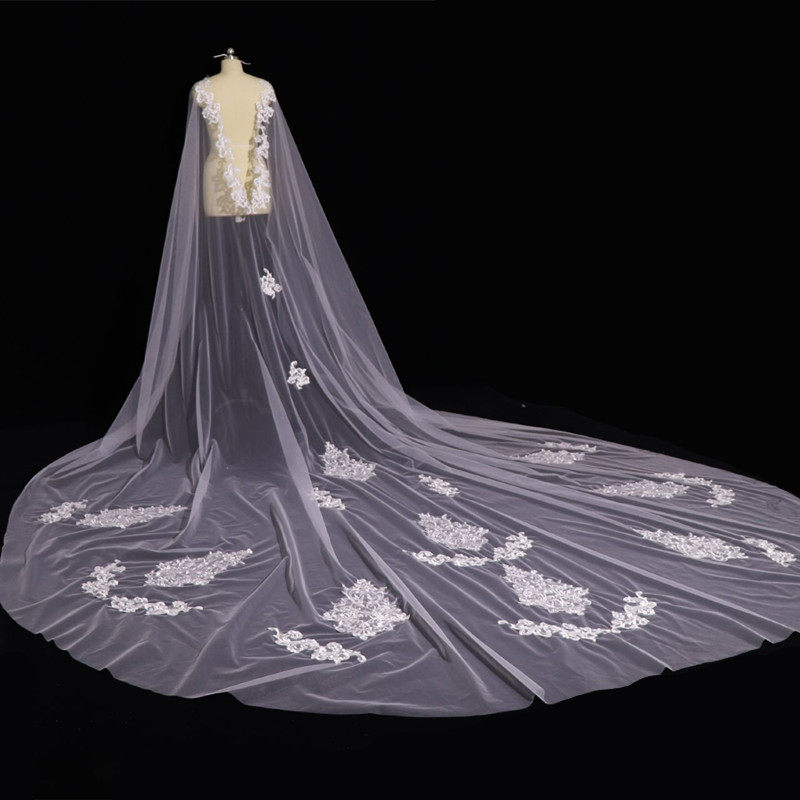 Retro Palace Tingle Lace Dress Bridal Bride Wedding White Long Version Detachable Active Trailing Photography Cloak Cape