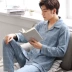 Đồ ngủ nam mùa xuân và mùa thu kích thước lớn cotton dài tay nam trung niên cotton mùa thu và mùa đông nam phục vụ trung niên quần lót nam Nam giới
