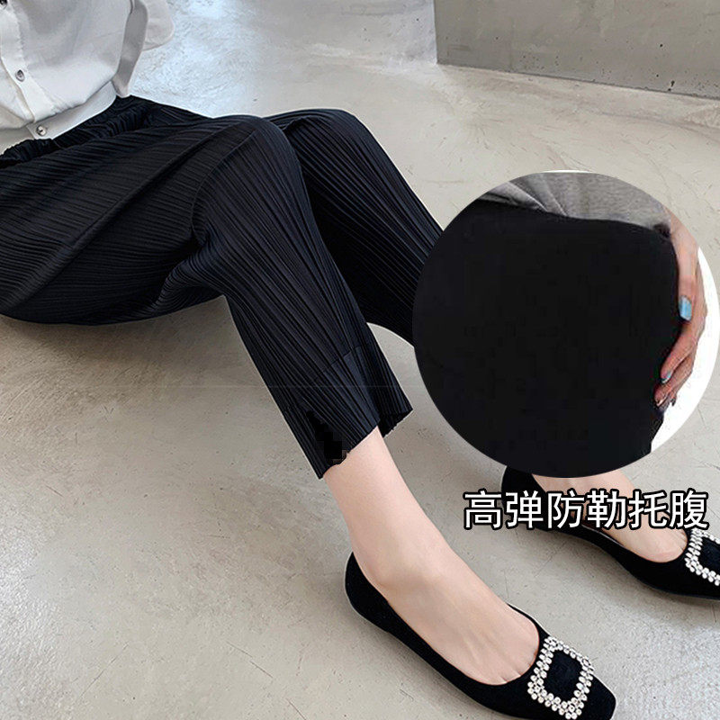 Pregnant women pants summer thin folded broad legs in summer summer loose belly folded snow pants tide