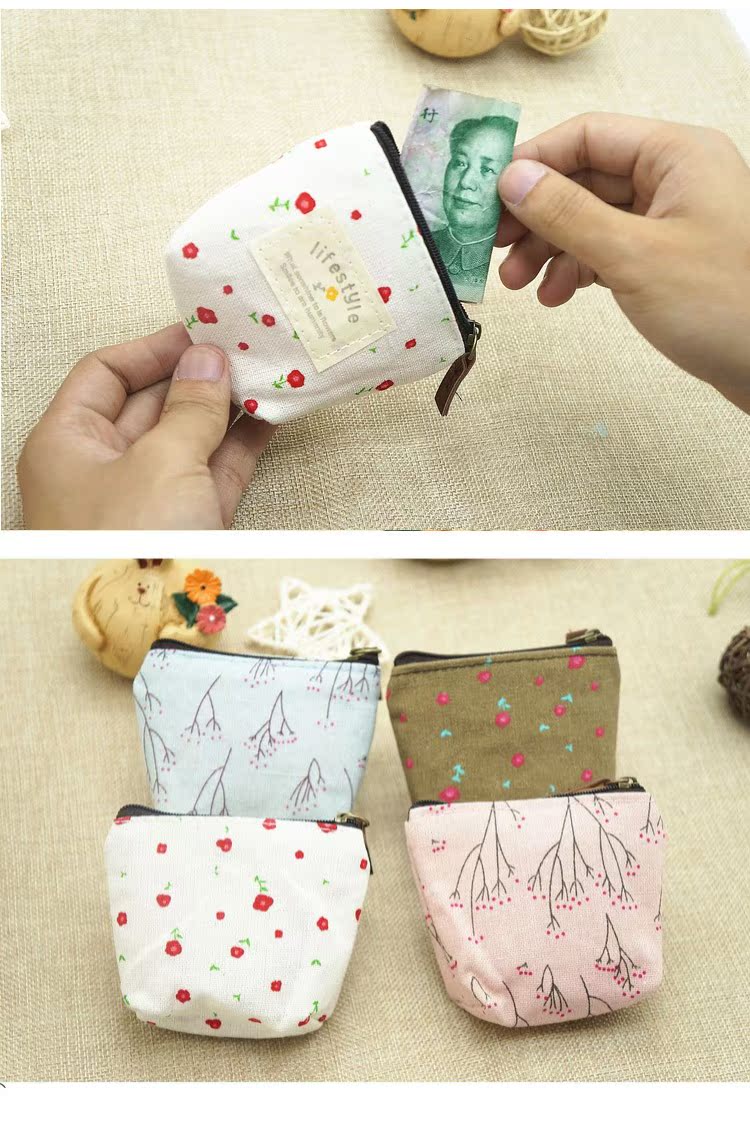 Hàn Quốc Creative Women Canvas Dễ thương Coin Purse Túi chính Ví nhỏ Túi tiền khuyến mại Đặc biệt ví mini nữ