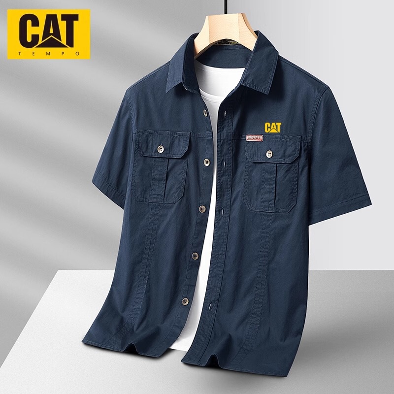 Summer New Men's Short-Sleeved Shirt Cat"Com Carter Work Shirt Pure Cotton Outdoor Wear-Resistant Casual Half-Sleeve