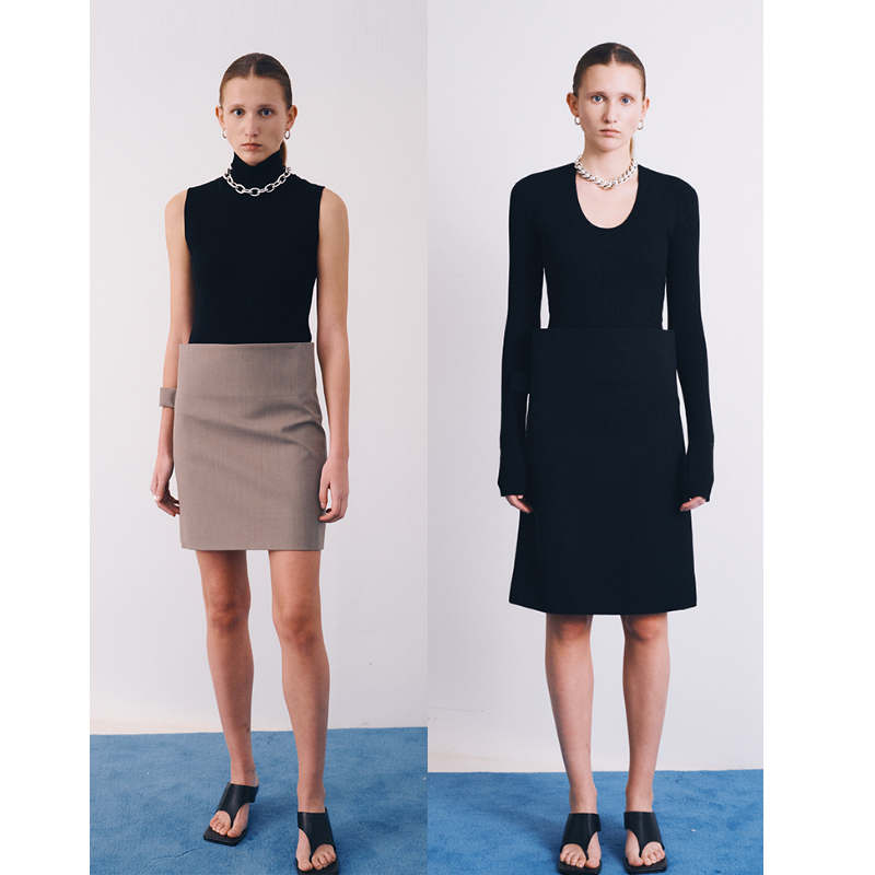 CHICJOC high-end fine-spun wool _ quite sphincter with type trendy paper sensation A4 waist and knee half skirt wrap hip skirt