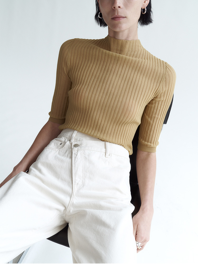 Du home Italian B*V original plant strong twisted cotton semi - tall round collar half - sleeve knit knit and knit to the store B hoarded