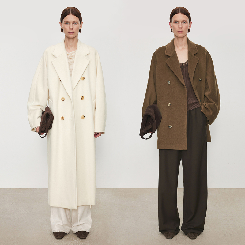 Chicjoc Hot-Selling W+ Piece Italian Cashmere Wool Classic Lapel Double-Breasted Long/Short Coat