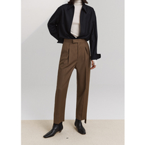 JOC limited thickened worsted wool Binba Li slim and groomed figure_n wear design high waist 9-point side pants