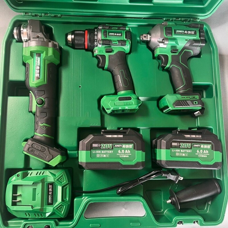 【Xinatu Lithium Battery Three-Piece Set】Brushless Electric Wrench, Lithium Battery Angle Grinder, Impact Drill Three-In-One Set X9